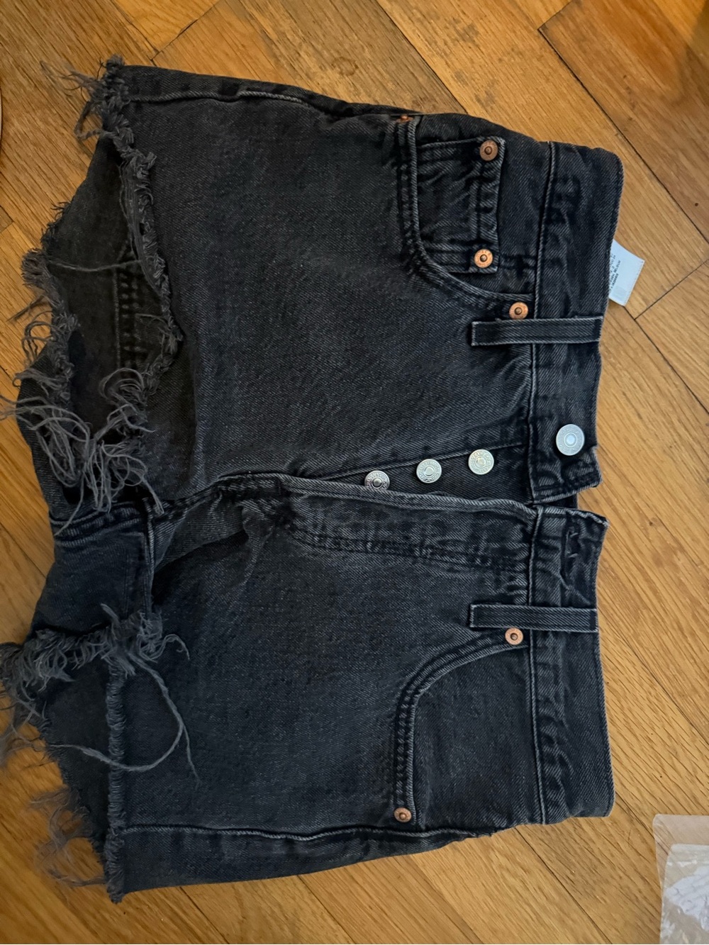 levi’s Women's Washed Black Denim Cutoff Shorts